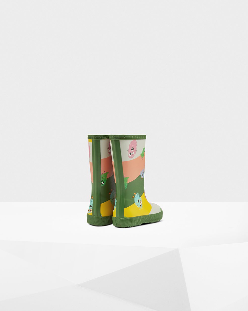 Kids Rain Boots - Hunter Original First Classic Scribble Print (56DGYOIHZ) - Green